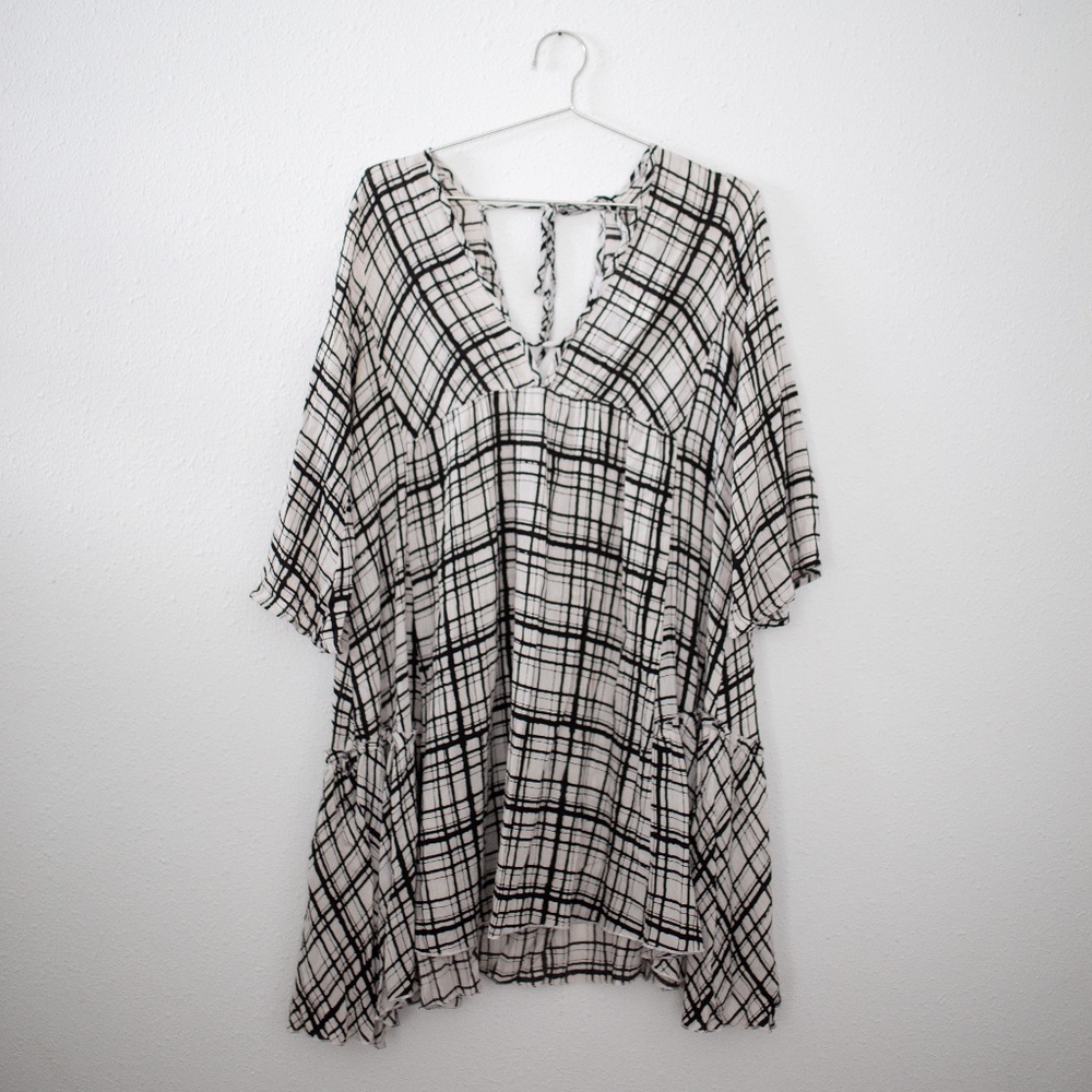 Carly Jean Los Angeles Gauzy Plaid Babydoll Dress Size Medium